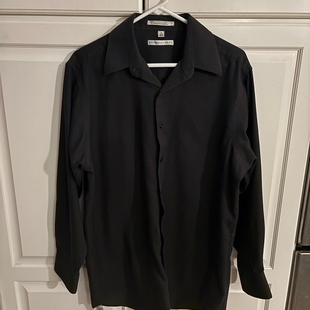 Geoffrey‎ Beene men’s collar shirt, black, size 16. button down, wrinkle free